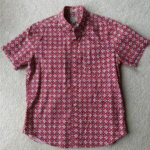 J. Crew Red and White Patterned Men's Shirt